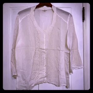 J. JILL women’s sheer off-white blouse.